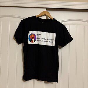 Sesame Street Elmo Twitter T Shirt Adult Medium Black Short Sleeve Crew Neck